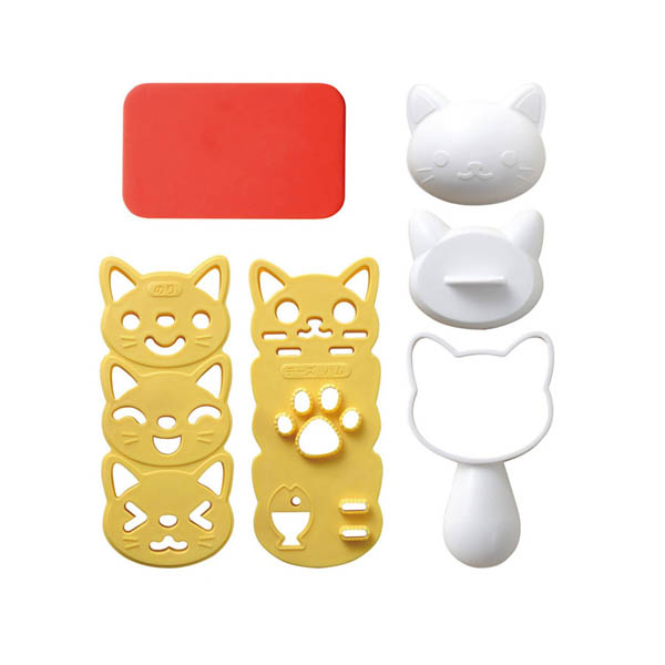 Cute Kitties Rice Ball Mold and Seaweed Cutter