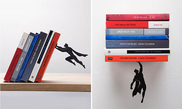 Whimsical Superhero Bookends and Floating Shelf by Artori Design