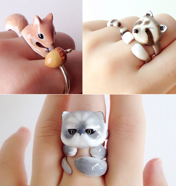 Adorable 3 Pieces Animal Rings