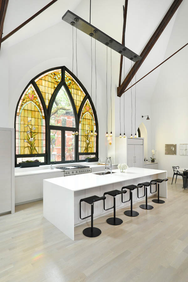 Beautiful Home Converted From an Empty Church with Giant Stained Glass