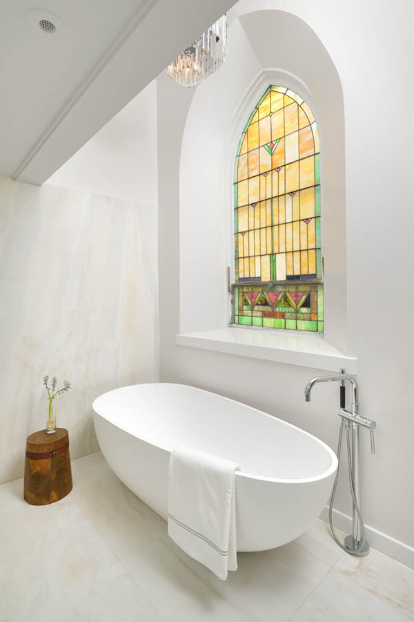 Beautiful Home Converted From an Empty Church with Giant Stained Glass