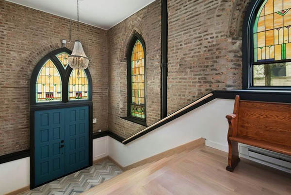 Beautiful Home Converted From an Empty Church with Giant Stained Glass