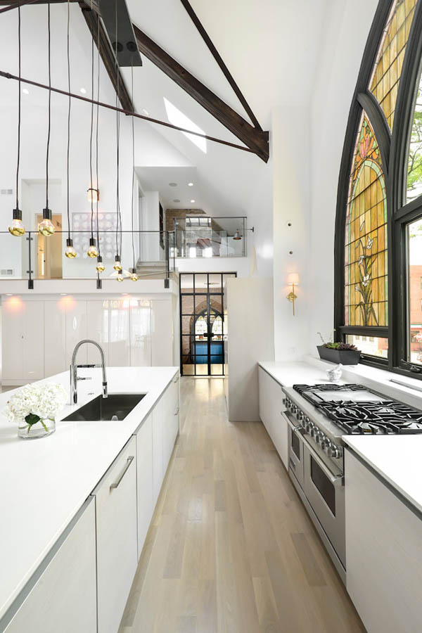 Beautiful Home Converted From an Empty Church with Giant Stained Glass