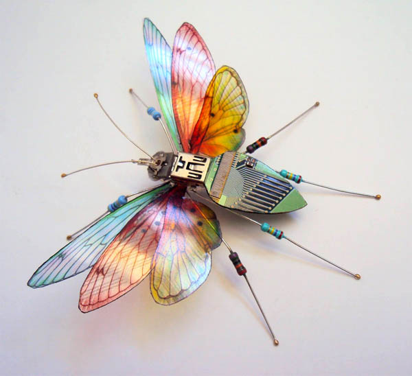 Computer Component Bugs: Beautiful Insects Built from Discarded Computer Circuit Boards