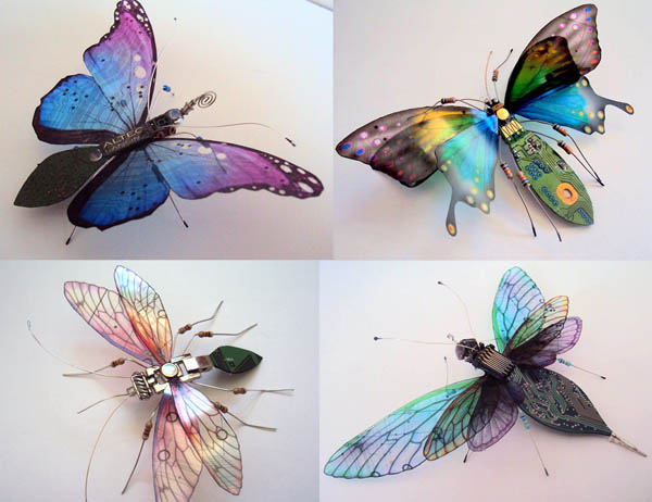 Computer Component Bugs: Beautiful Insects Built from Discarded Computer Circuit Boards