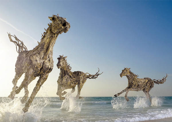 Stunning Sculptures Made from Little Pieces of Driftwood