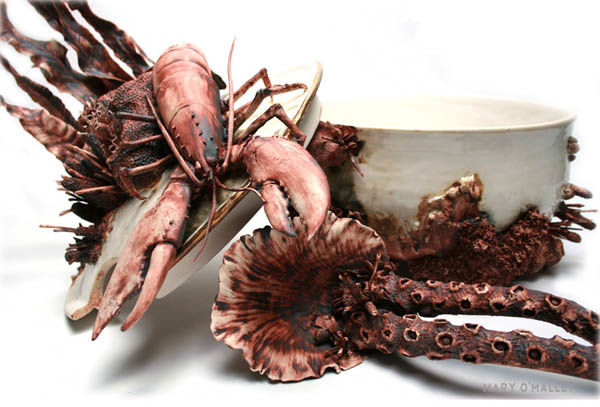 Bottom Feeders: Wild Porcelain Creation Covered with Marin Life