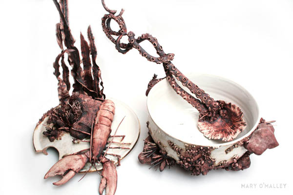 Bottom Feeders: Wild Porcelain Creation Covered with Marin Life