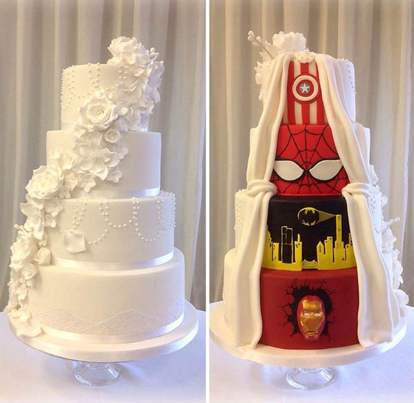 Creative 'Two-Face' Wedding Cake: When Comic Meets Classic