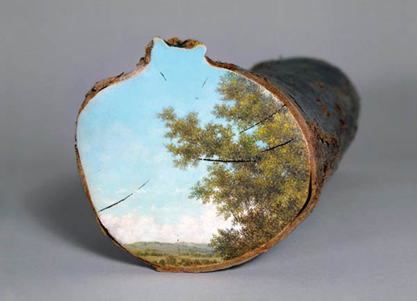 World in Tree Logs: Beautiful Log Painting by Alison Moritsugu