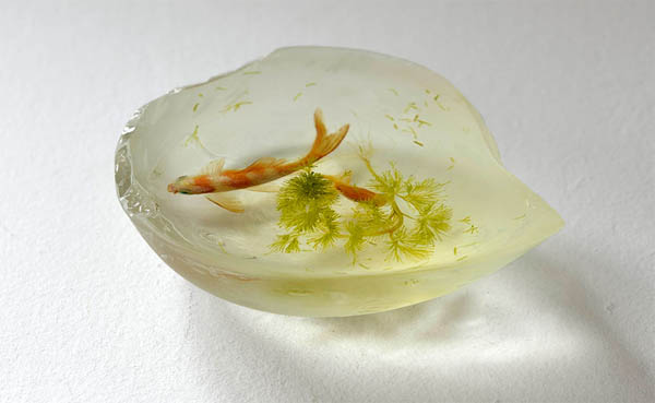 Goldfish Salvation: Realistic Goldfish Painted Between Layers of Resin