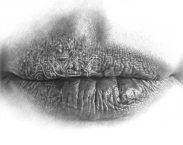Worlds on Lip: Surreal Pencil Drawing by Christo Dagorov