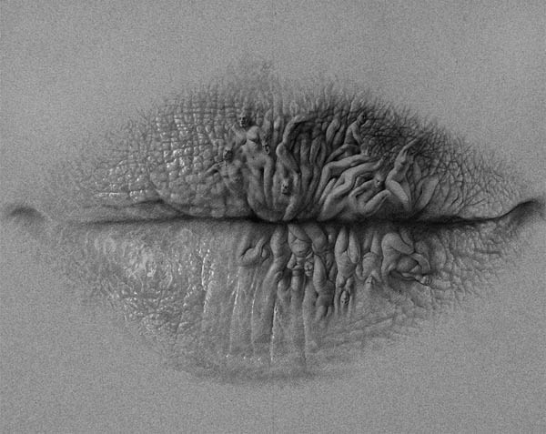 Worlds on Lip: Surreal Pencil Drawing by Christo Dagorov