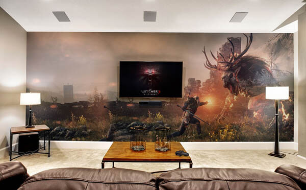 Epic Video Game Room with Immersive Wall Mural