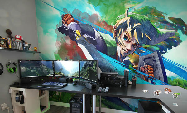 Epic Video Game Room with Immersive Wall Mural