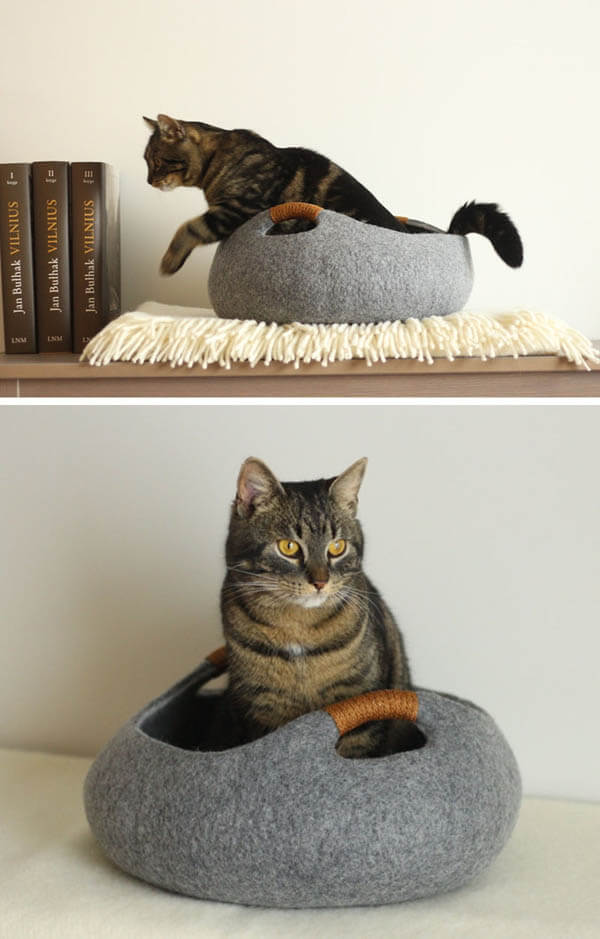 Contemporary Cat Bed and Cat Cave by Elevele