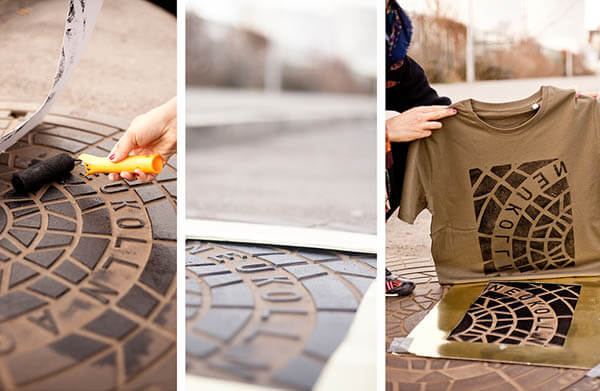 Souvenir T-shirts and Totes Printed Directly From Street Utility Covers