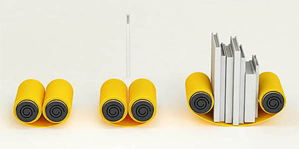 Scroll Bookshelf: Holding Book Flexibly with Rolled Up Metal Sheet