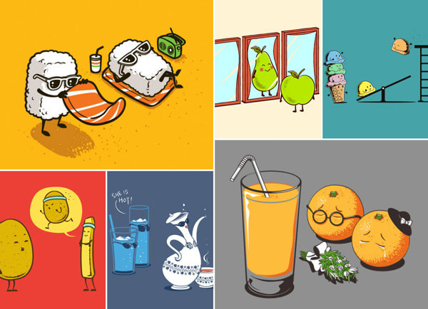 Hilarious Illustration about Daily Lives of Foods and Drinks