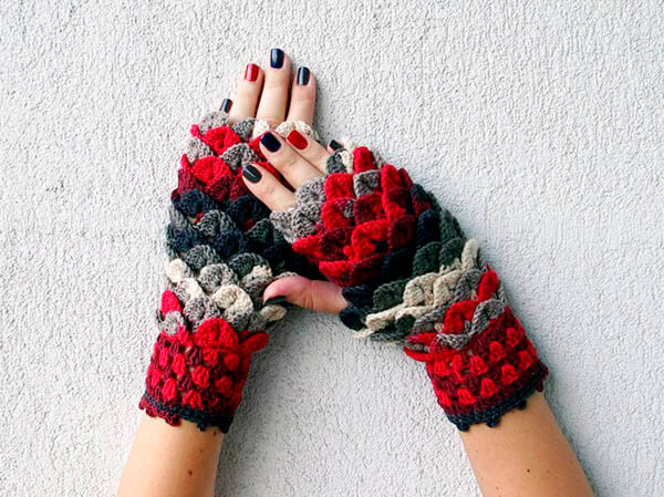 crochet dragon gloves