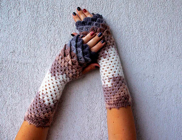 Awesome Dragon Gloves with Crochet Scales