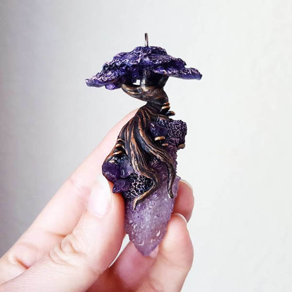 Magical Forest Themed Hand Sculpted Crystal Jewelry
