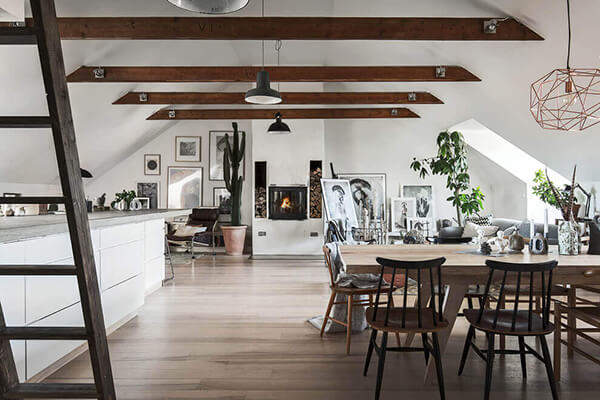 Elegant and Sophisticated Attic Apartment in Sweden