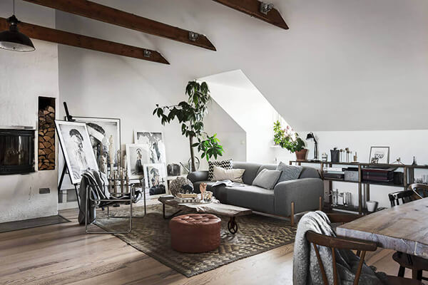 Elegant and Sophisticated Attic Apartment in Sweden