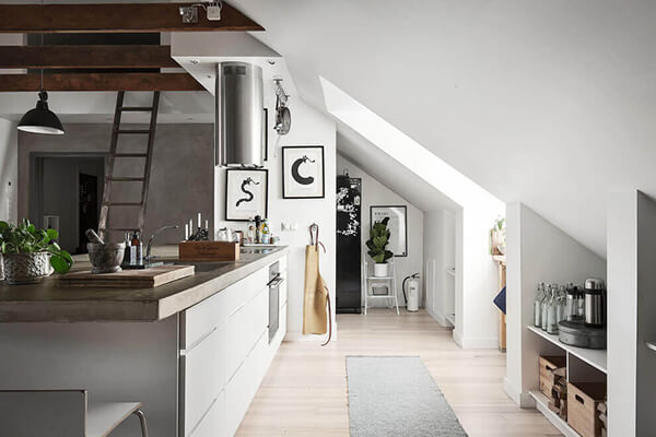 Compact kitchen of an attic apartment in a century-old building, Södermalm,  central Stockholm, Sweden. : r/InteriorDesign