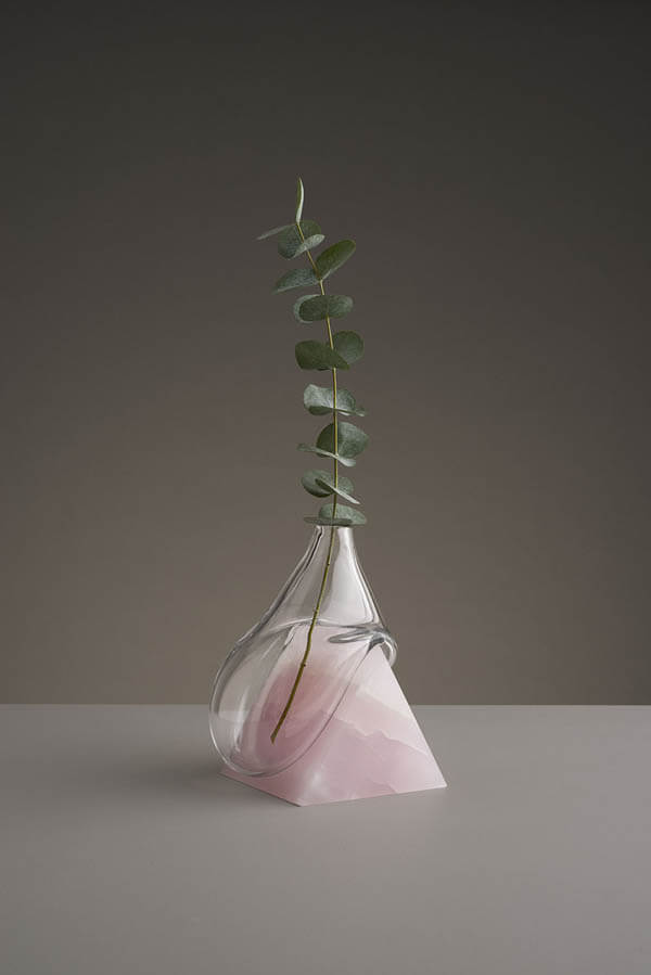 Unusual Glass Vases by Studio E.O Look Like Melting Atop Cut Stone