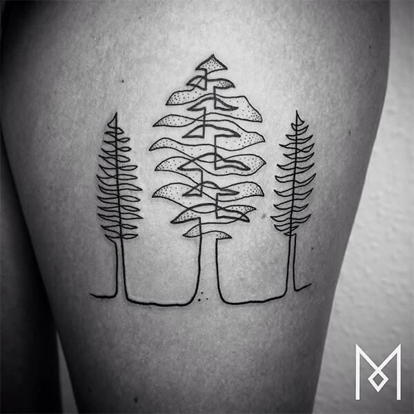 One Continuous Line Style Tattoos by Mo Ganji