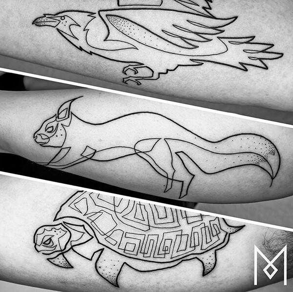 One Continuous Line Style Tattoos by Mo Ganji