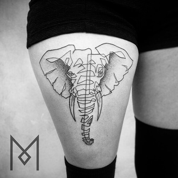 One Continuous Line Style Tattoos by Mo Ganji