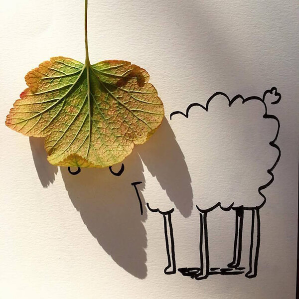 Whimsical Doodles Playing with Shadow