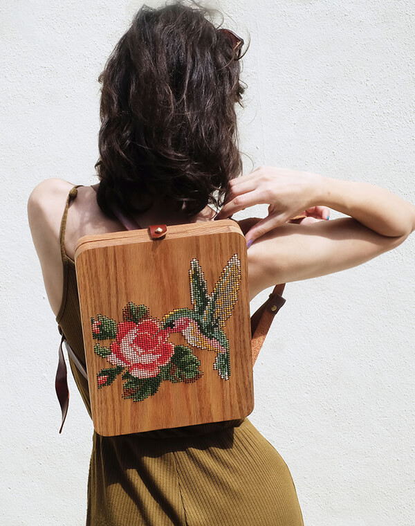 Cross-stitch Wooden Bags by GRAV GRAV