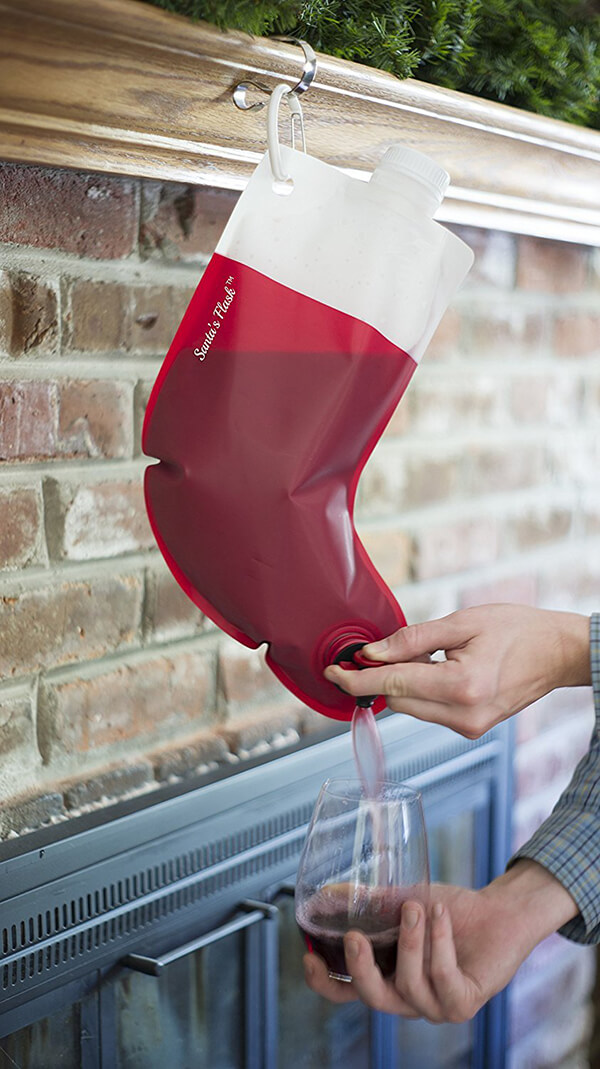 Santa's Flask: The Stocking Shaped Wine Bag is The Ultimate Christmas Stocking