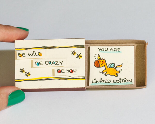 Playful Matchbox Greeting Cards with Hidden Message