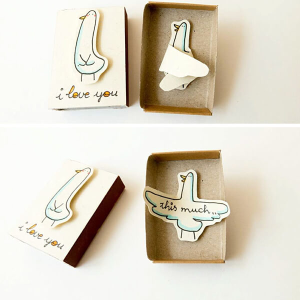 Playful Matchbox Greeting Cards with Hidden Message