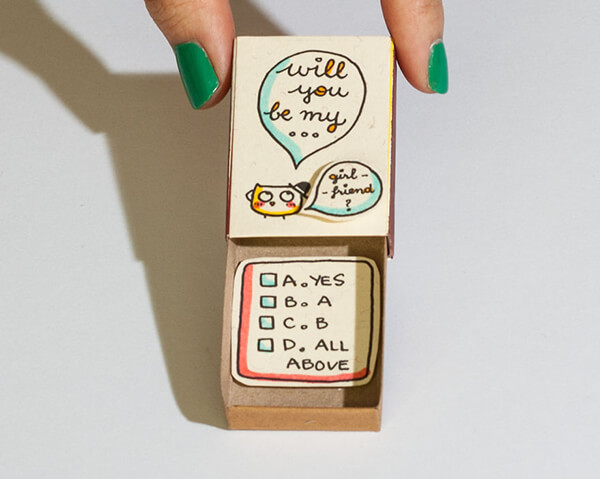 Playful Matchbox Greeting Cards with Hidden Message