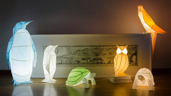 Origami Inspired Paper Animal Lamps Design Swan