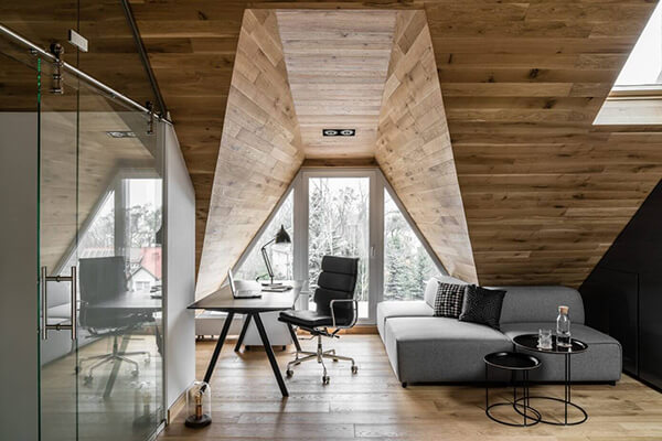 Masculine Dark Tone Attic Apartment in Poland