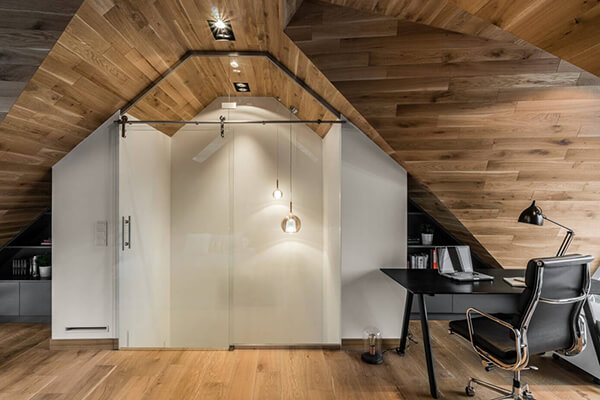 Masculine Dark Tone Attic Apartment in Poland