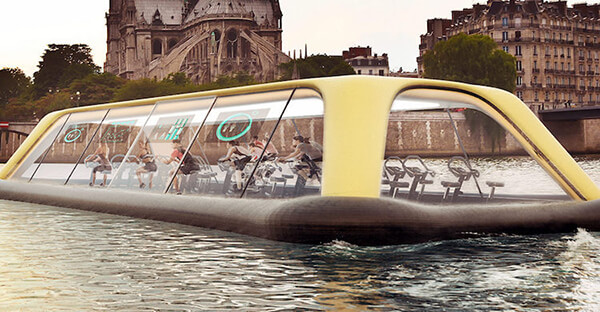 Paris Navigating Gym: Floating Gym Powered by Human Energy