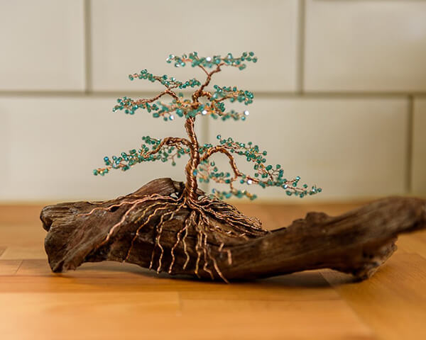 Handcrafted Wire Bonsai Tree Sculpture by Matthew Gollop