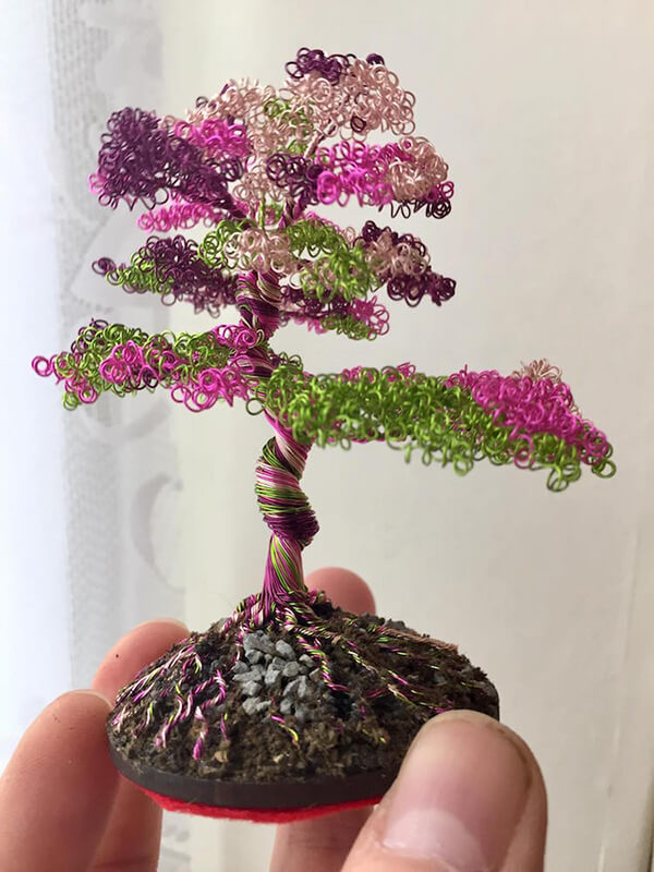 Handcrafted Wire Bonsai Tree Sculpture by Matthew Gollop