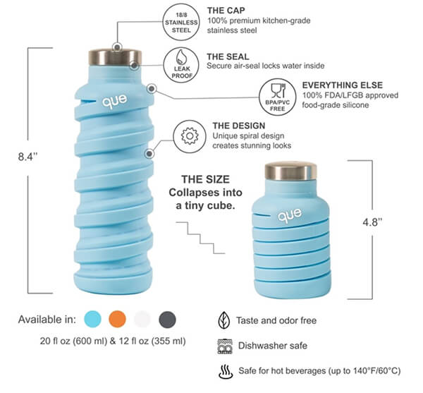 Que Bottle: The Collapsible Travel Water Bottle
