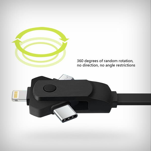 Swivelcord 3-in-1 Charging Bables: Lighting, Micro USB and USB-C in One Cable