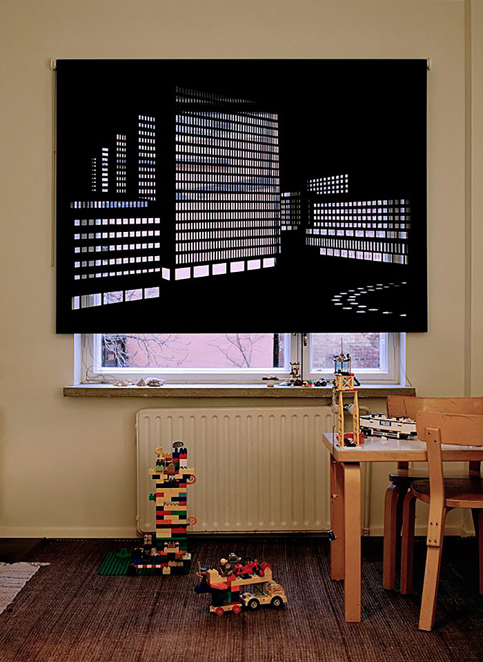 Modern Blinds Smartly Turn Windows Into Illusion Of Glittering Cityscapes At Night