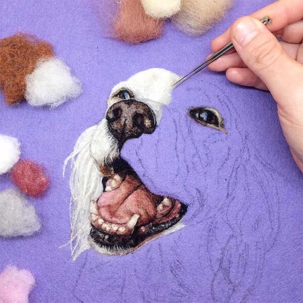 Photo Realistic Felt Animal Paintings by Dani Ives