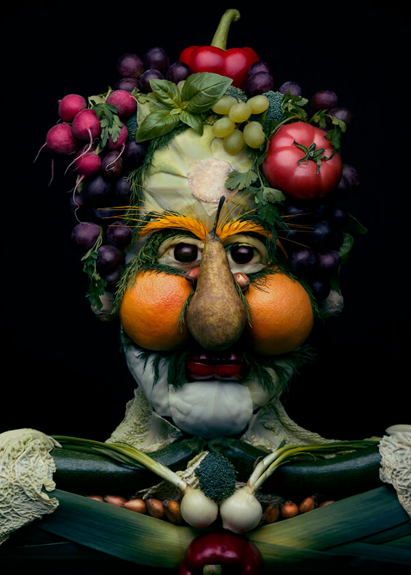 Realistic Portrait Made Out Of Fruits and Vegetables